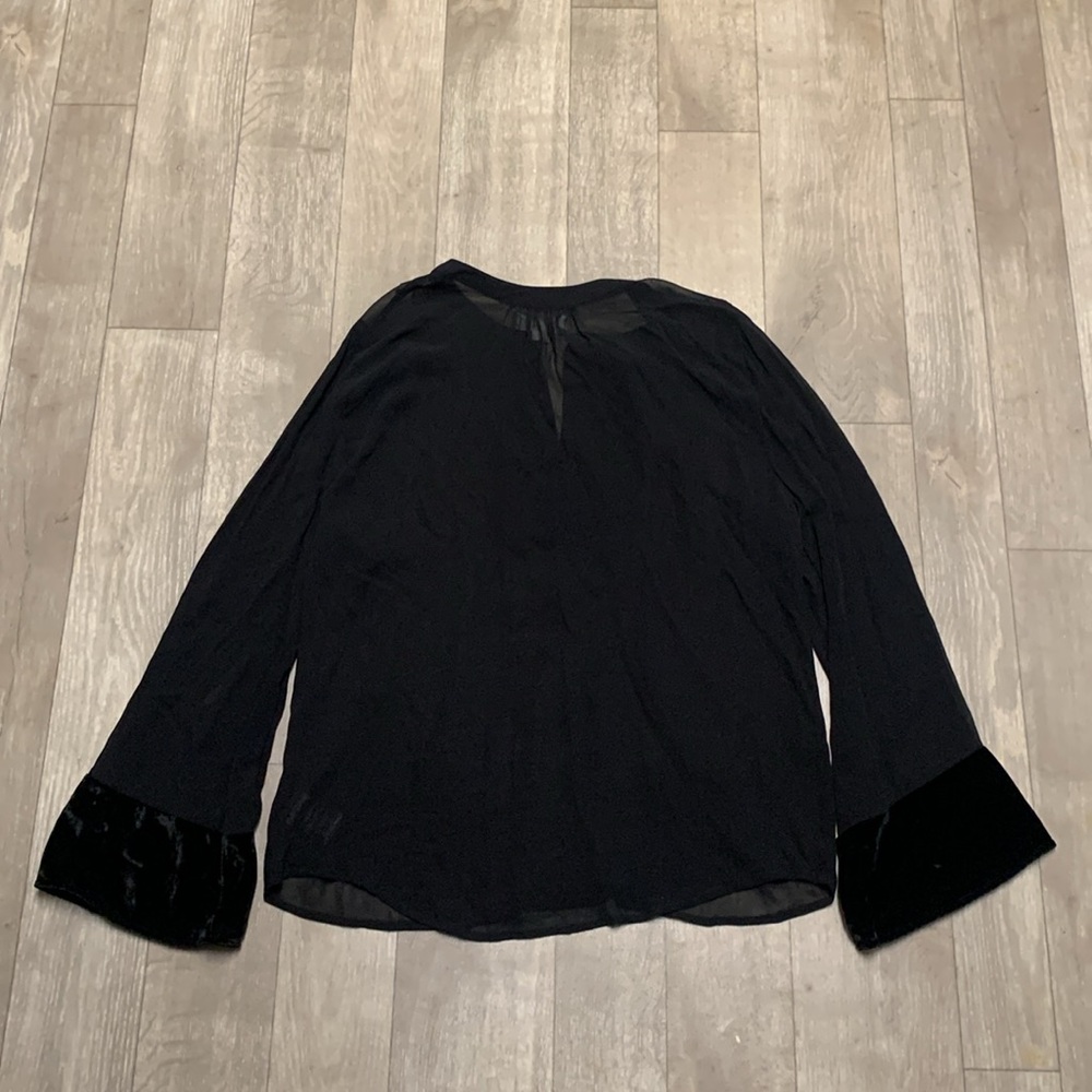 Velvet By Graham & Spencer Embellished Sheer Long Sleeve Beaded Top Blouse Shirt - Picture 3 of 9
